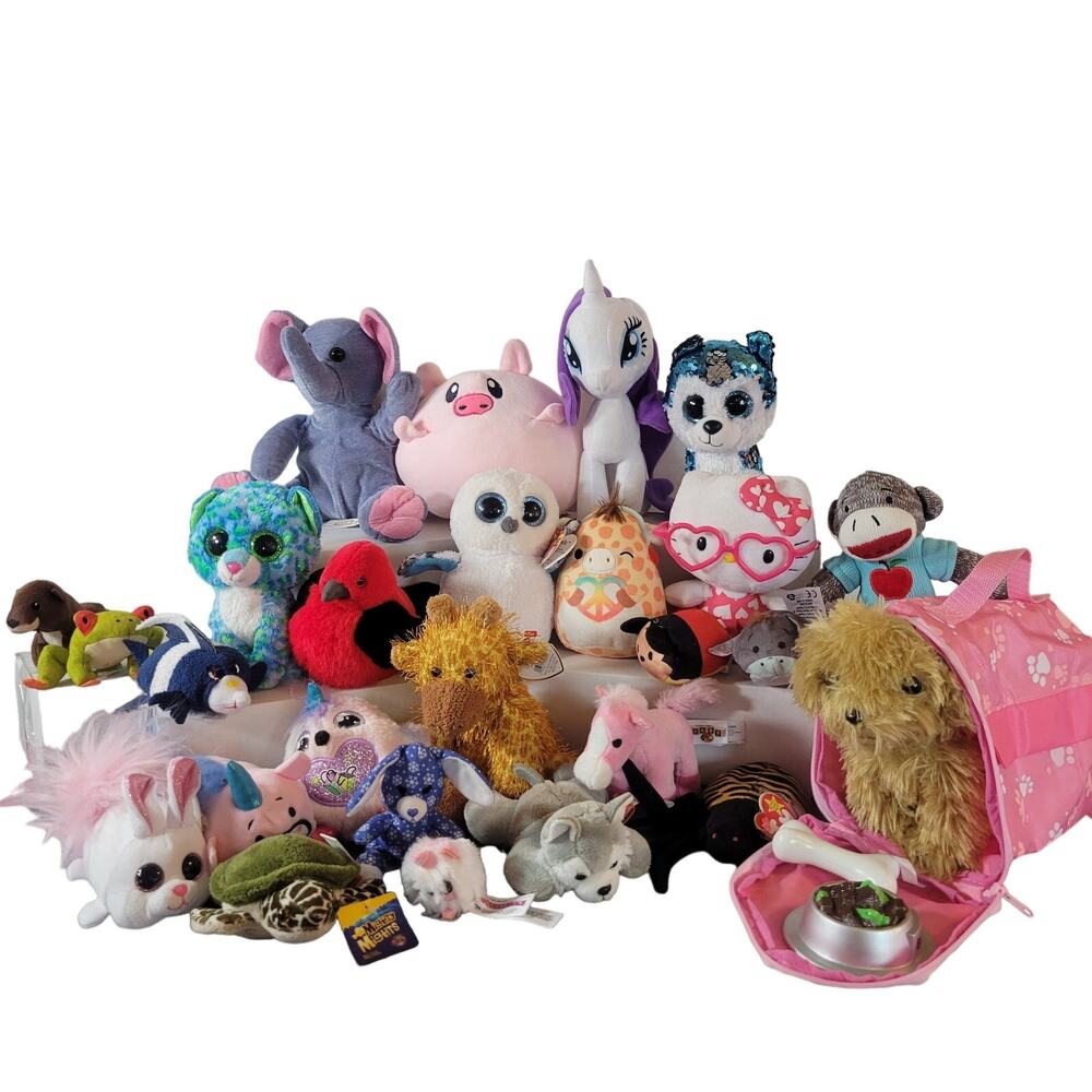 Plush Toy Lot 26pcs Mixed  Beanie Babies, TY, Hello Kitty, Preschool, Daycare